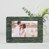 金ゴールド灯 | 1枚のエレガントフォトクリスマス シーズンカード (スタンド正面)