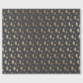 金ゴールド灰色の木のイラストレーションクリスマスパターン ラッピングペーパー (フラット)