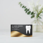 金ゴールド炭素繊維歯科診療所歯科 名刺 (スタンド正面)