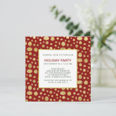金ゴールド点々のあるクリスマスパーティの招待状オンレッド 招待状 (スタンド正面)