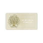 金ゴールド点のある石の上の渦巻きツリー日付を保存 ラベル (正面)