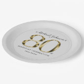 金ゴールド無地の第80回第80回文字ライトグレイエレガント ペーパープレート (アングル)