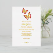 金ゴールド焼けオレンジバタフ結婚ィーズ 箔招待状 (立ち正面)