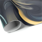 金ゴールド煙が黒に渦巻く ラッピングペーパー (ロールコーナー)