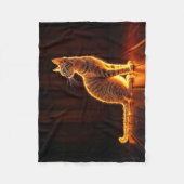 金ゴールド照明キャットライトとシャドーペットアート フリースブランケット (正面)