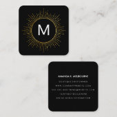 金ゴールド照明要素フェイク付きモノグラム スクエア名刺 (正面/裏面)