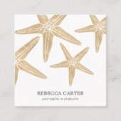 金ゴールド熱エレガント帯ヒトデビーチ沿岸 スクエア名刺 (正面)