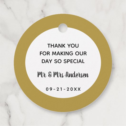 金ゴールド熱ココア爆弾 | DIY 結婚's フェイバータグ (裏面)