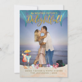 金ゴールド熱帯の休日のクリスマスinフロリダ写真 シーズンカード