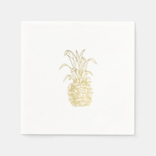 金ゴールド熱帯エレガントモダンヴィンテージパイナップル スタンダードカクテルナプキン (正面)