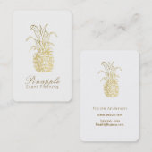 金ゴールド熱帯エレガントモダンヴィンテージパイナップル 名刺 (正面/裏面)