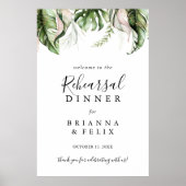 金ゴールド熱帯グリーンリハーサルディナーウェルカムサイン ポスター (正面)