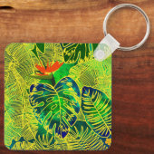 金ゴールド熱帯ジャングルグ葉リーン水色 キーホルダー (裏面)