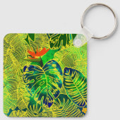 金ゴールド熱帯ジャングルグ葉リーン水色 キーホルダー (裏面)