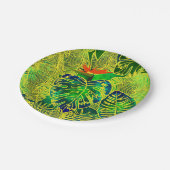 金ゴールド熱帯ジャングルグ葉リーン水色 ペーパープレート (アングル)
