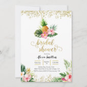 金ゴールド熱帯パイナップルブライダルシャワー招待 招待状 (正面)