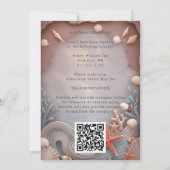 金ゴールド熱帯ビーチバラカップル結婚の日 招待状 (裏面)