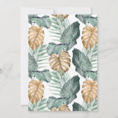 金ゴールド熱帯フローラブライダルシャワー 招待状 (裏面)