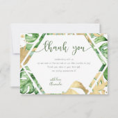 金ゴールド熱帯ベビーシャワーサンキューカード 招待状 (正面)