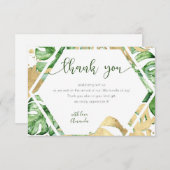 金ゴールド熱帯ベビーシャワーサンキューカード 招待状 (正面/裏面)