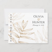 金ゴールド熱帯性のヤシの写真デイトカードを保存 案内状 (正面)