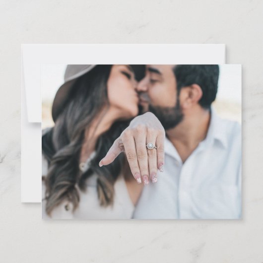 金ゴールド熱帯性のヤシの写真デイトカードを保存 案内状 (裏面)