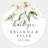 金ゴールド熱帯紅葉サンキュー結婚式の引き出物 ラウンドシール (正面)