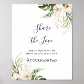 金ゴールド熱帯紅葉共有ラブハッシュタグサイン ポスター (正面)