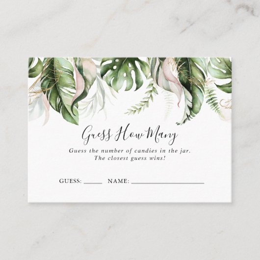 金ゴールド熱帯緑はゲームカードの数を推測 名刺 (正面)