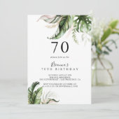 金ゴールド熱帯緑70th誕生日パーティー 招待状 (スタンド正面)