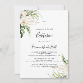 金ゴールド熱帯葉フローラバプテスマ 招待状 (正面)