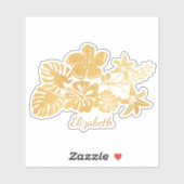 金ゴールド熱帯葉フローラパーソナライズされた シール (シート)