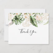 金ゴールド熱帯葉フローラフラット結婚ズ サンキューカード (正面)