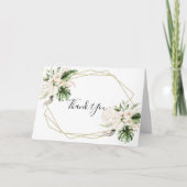 金ゴールド熱帯葉フローラ折り結婚返し サンキューカード (正面)