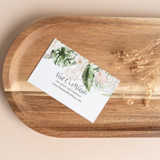 金ゴールド熱帯葉フローラ結婚のウェブサイト エンクロージャーカード
