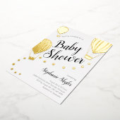 金ゴールド熱気球ベビーシャワー 箔招待状 (回転した状態)