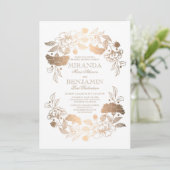 金ゴールド牡丹フローラリースエレガントリハーサルディナー 招待状 (スタンド正面)