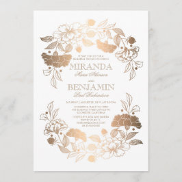 金ゴールド牡丹フローラリースエレガントリハーサルディナー 招待状