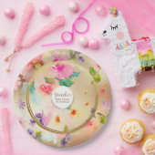 金ゴールド牡丹フローラ ペーパープレート (パーティー)