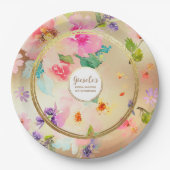 金ゴールド牡丹フローラ ペーパープレート (正面)