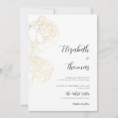 金ゴールド牡丹ロマンエレガントフローラスケ結婚ッチ 招待状 (正面)