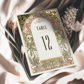 金ゴールド牡丹ヴィンテージウェディングテーブル番号 箔招待状