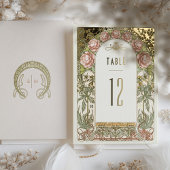 金ゴールド牡丹ヴィンテージウェディングテーブル番号 箔招待状