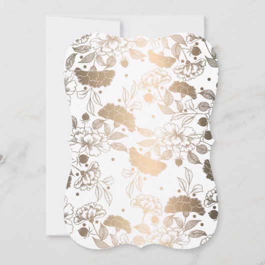 金ゴールド牡丹 |フローラエレガントとヴィンテージ結婚式 招待状 (裏面)