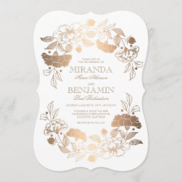 金ゴールド牡丹 |フローラエレガントとヴィンテージ結婚式 招待状