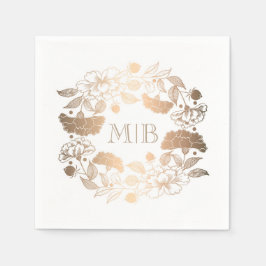 金ゴールド牡丹 – フローラリース庭園の結婚式 スタンダードカクテルナプキン