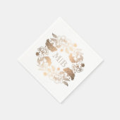 金ゴールド牡丹 – フローラリース庭園の結婚式 スタンダードカクテルナプキン (角)