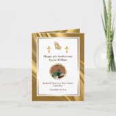 金ゴールド牧師の感謝の教会の記念日 カード (正面)