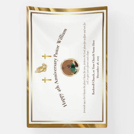 金ゴールド牧師の感謝チャーチアニバーサリーイベント 横断幕 (縦)