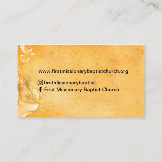 金ゴールド牧師またはDeacon写真教会の名刺 名刺 (裏面)